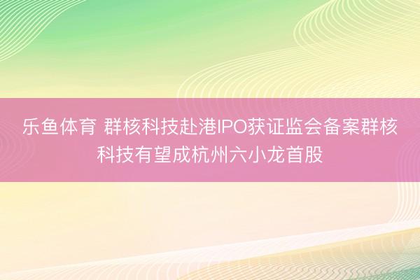 乐鱼体育 群核科技赴港IPO获证监会备案群核科技有望成杭州六小龙首股