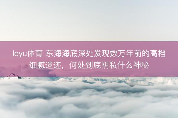 leyu体育 东海海底深处发现数万年前的高档细腻遗迹,何处到底阴私什么神秘
